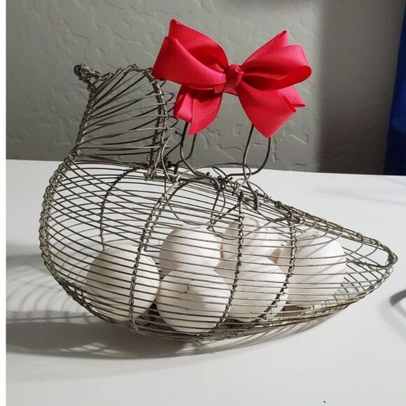 Wire Chicken Egg Collection Basket ~Vintage~ - Picture 4 of 6